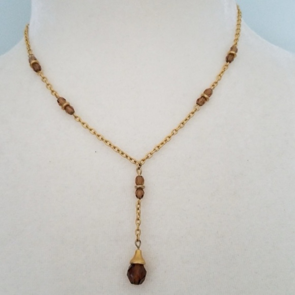 Soho Design vintage Gold tone Necklace with Amber Accents